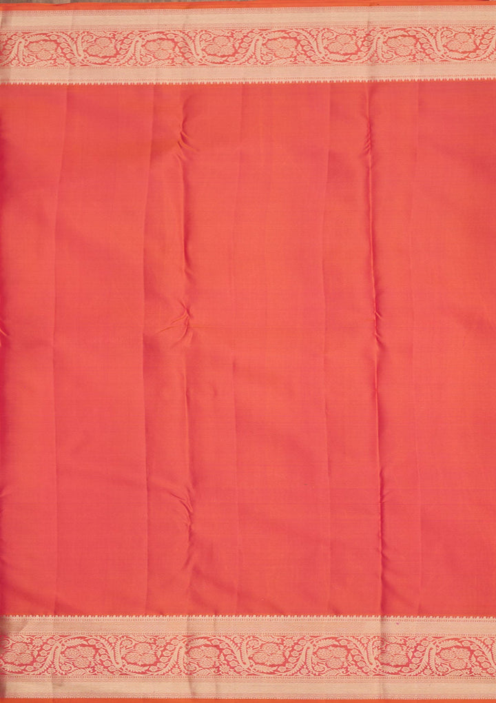 Orange Zariwork Pure Silk Saree-Koskii