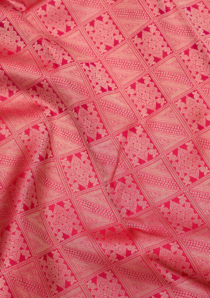 Rani Pink Zariwork Silk Saree-koskii