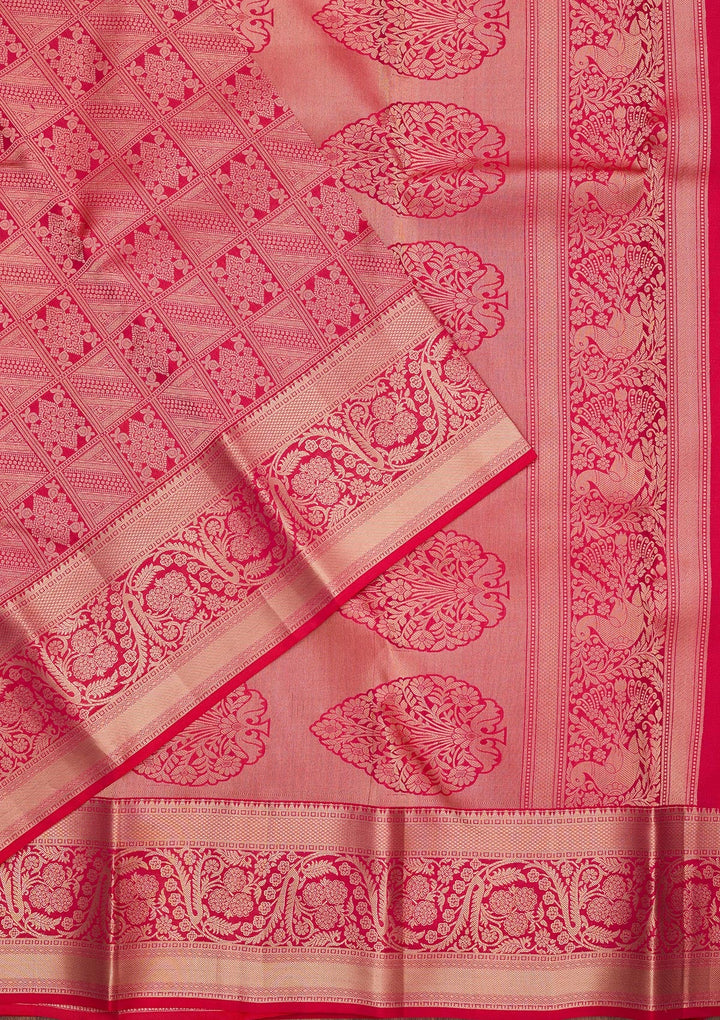 Rani Pink Zariwork Silk Saree-koskii