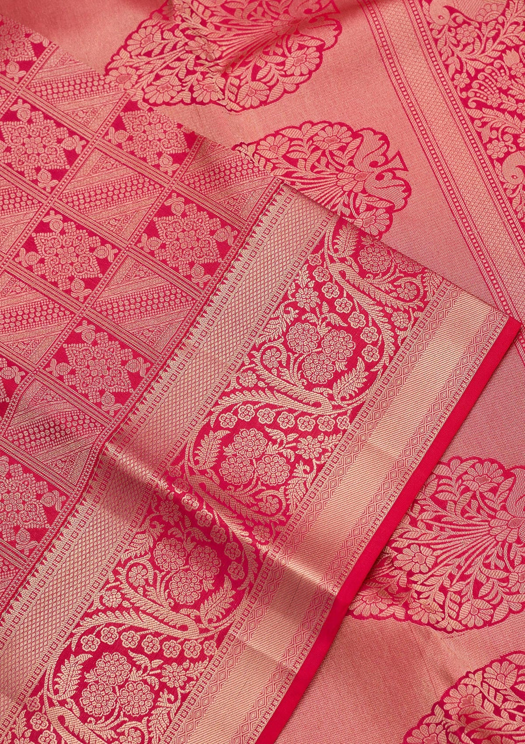 Rani Pink Zariwork Silk Saree-koskii