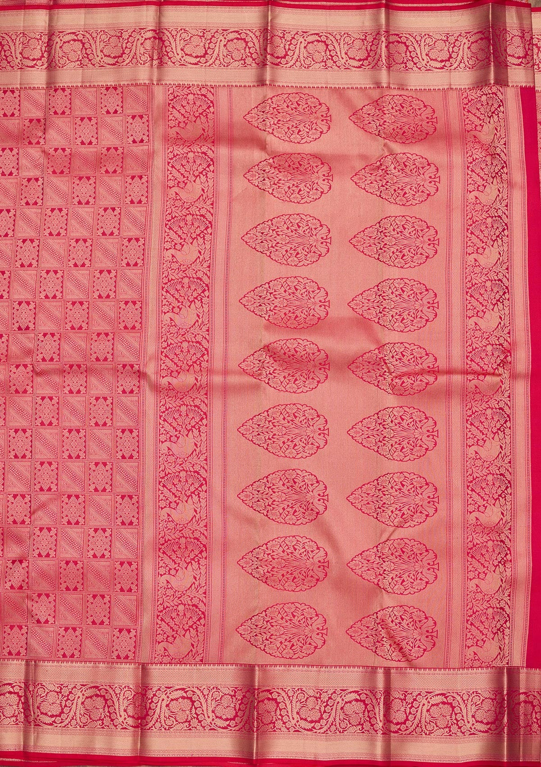 Rani Pink Zariwork Silk Saree-koskii