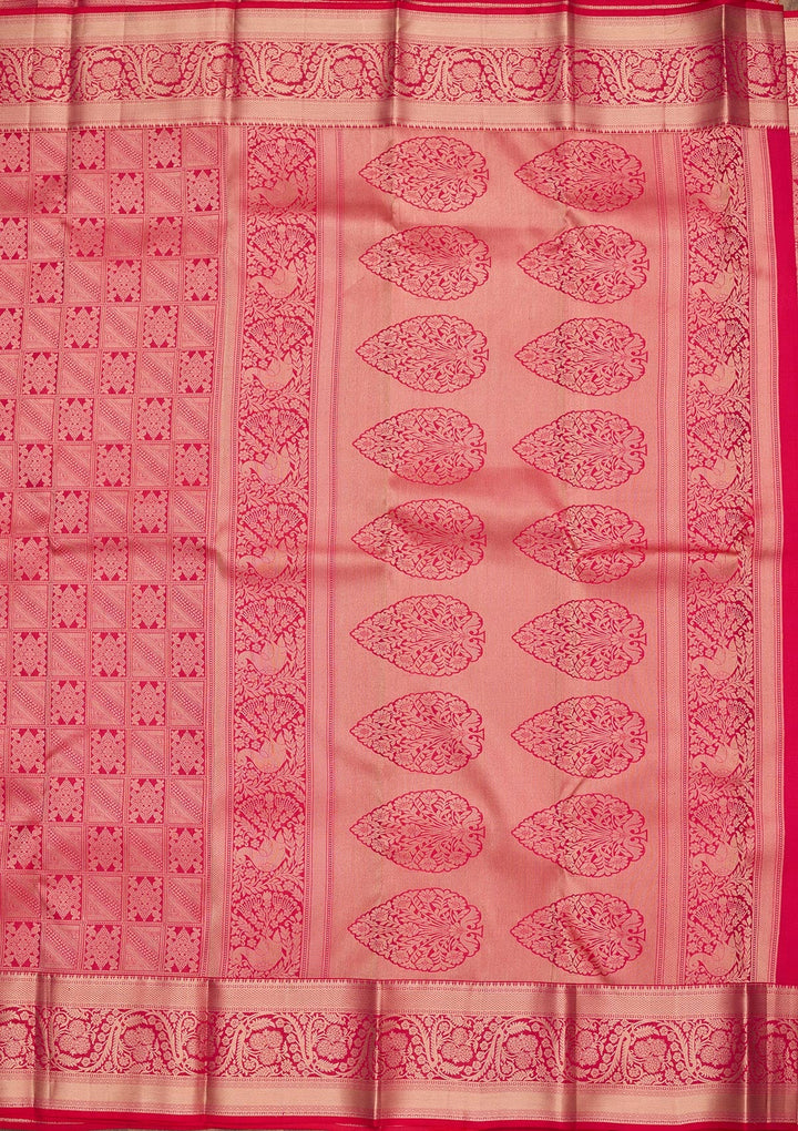 Rani Pink Zariwork Silk Saree-koskii
