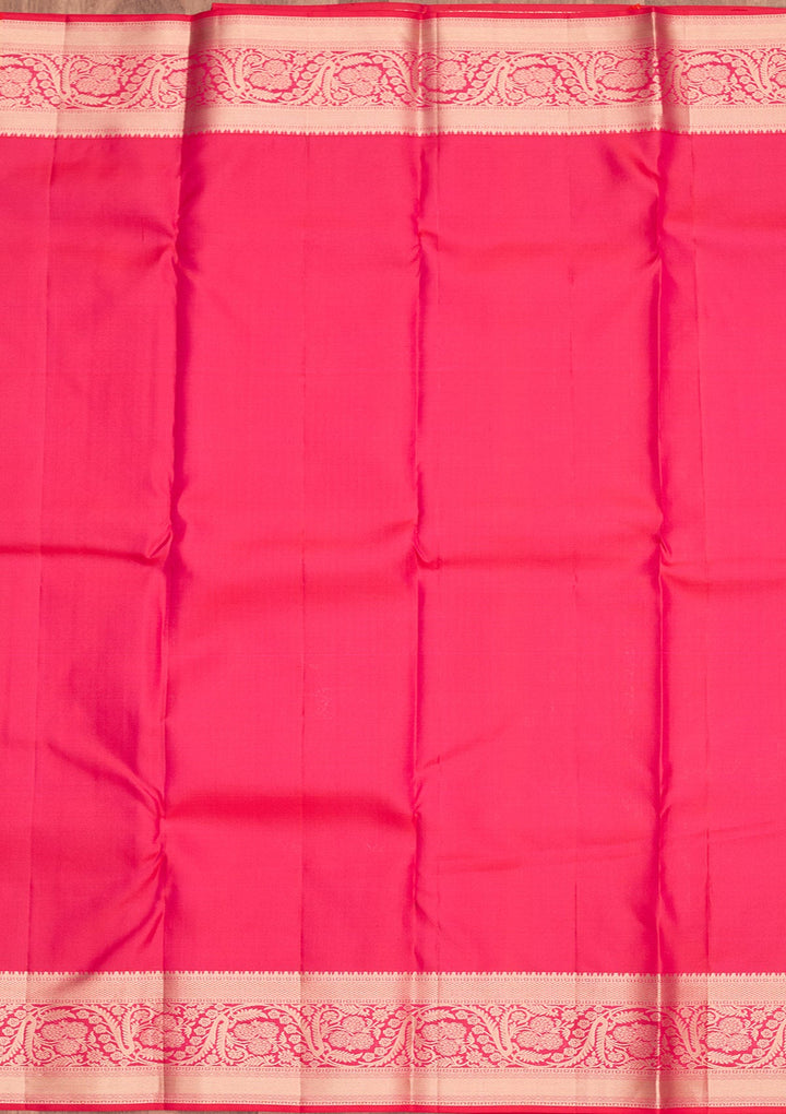 Rani Pink Zariwork Silk Saree-koskii