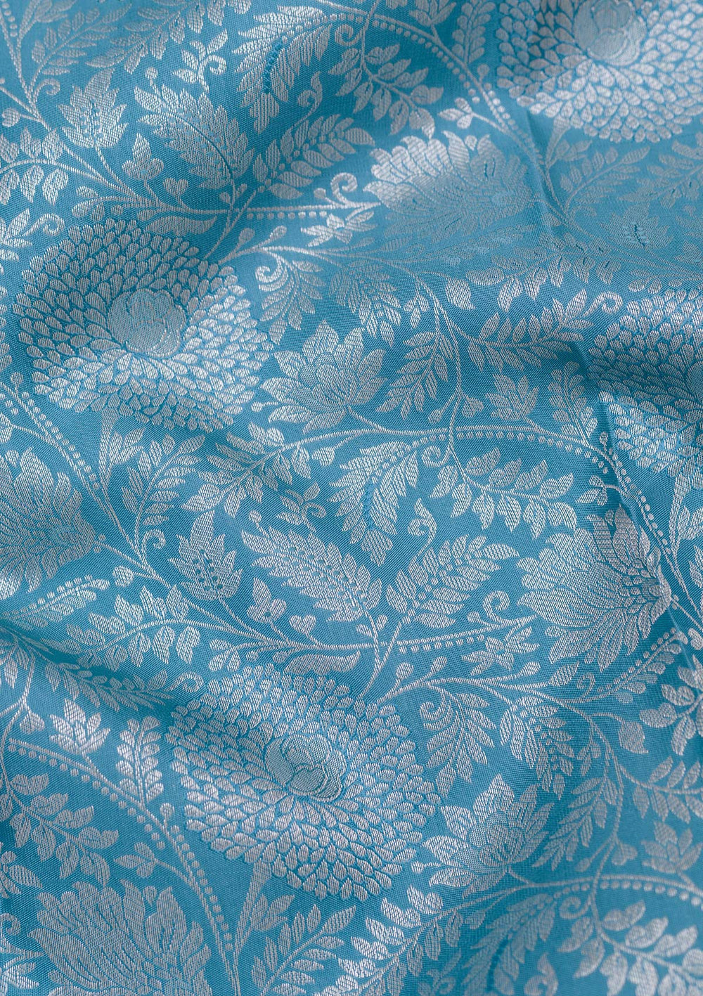 Turquoise Blue Zariwork Pure Silk Saree-koskii