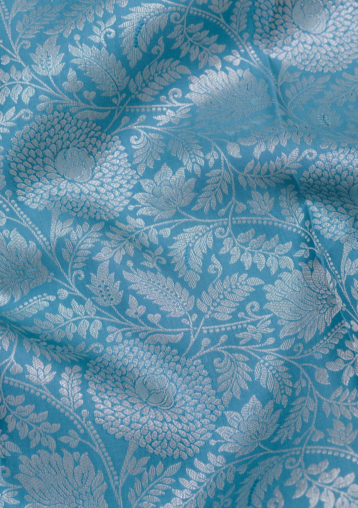 Turquoise Blue Zariwork Pure Silk Saree-koskii