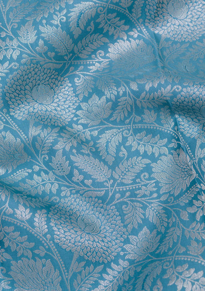 Turquoise Blue Zariwork Pure Silk Saree-koskii