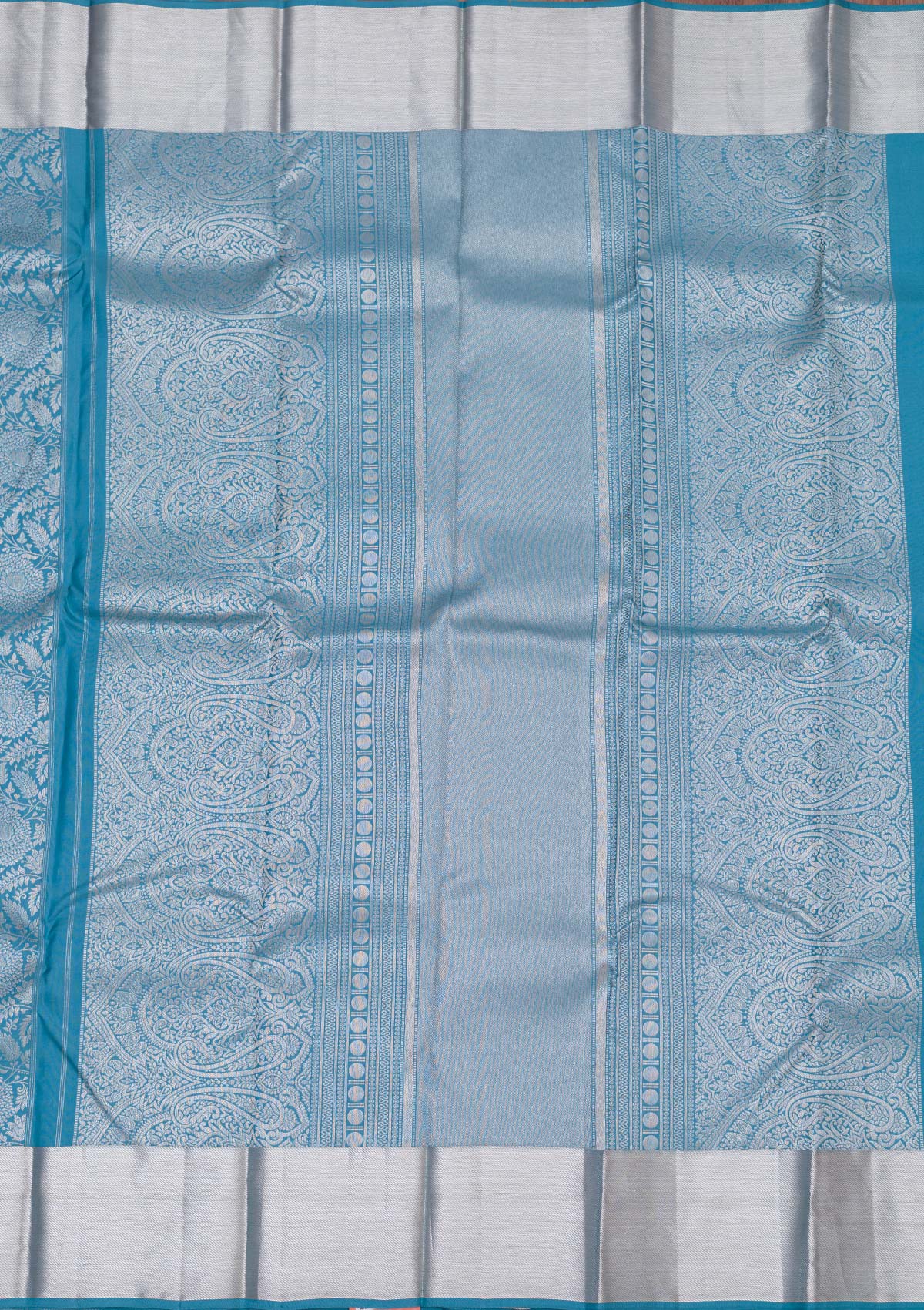 Turquoise Blue Zariwork Pure Silk Saree-koskii