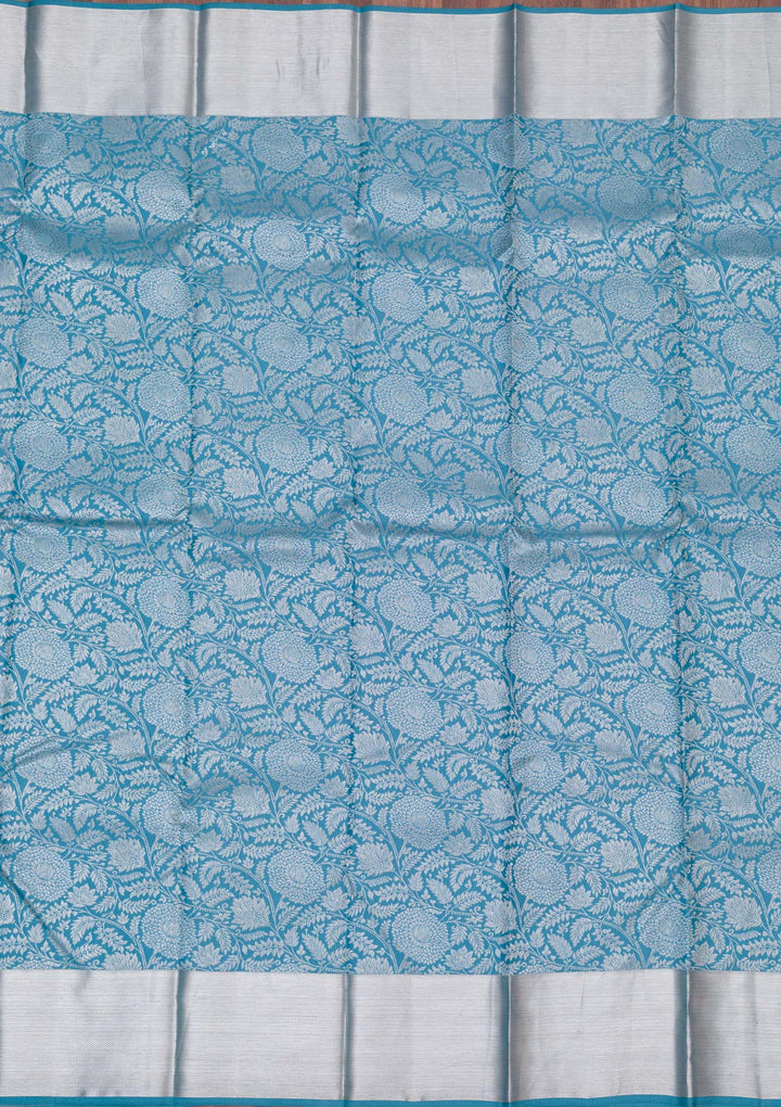 Turquoise Blue Zariwork Pure Silk Saree-koskii