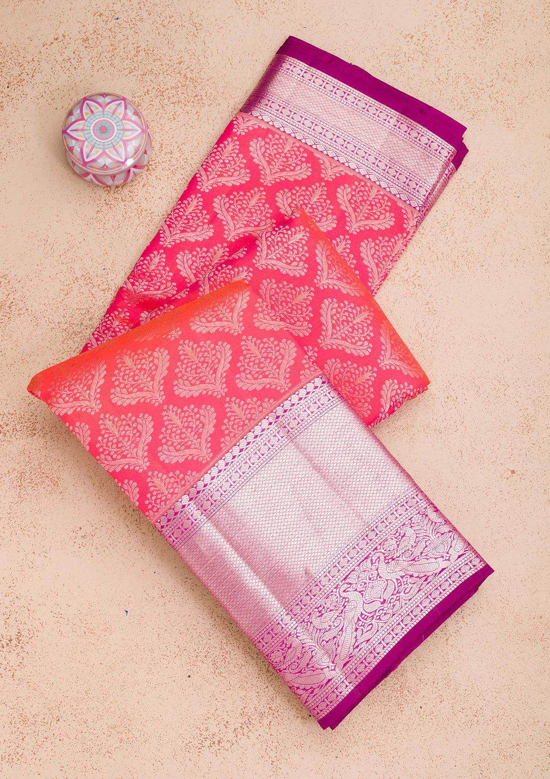 Rani Pink Zariwork Pure Silk Saree-koskii