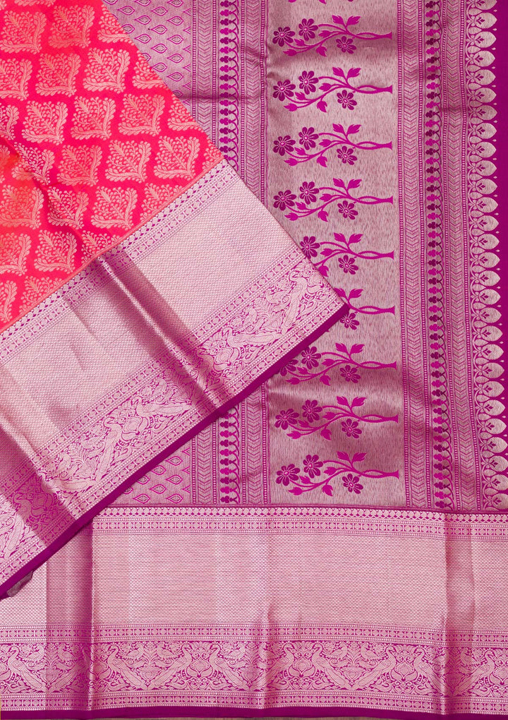 Rani Pink Zariwork Pure Silk Saree-koskii