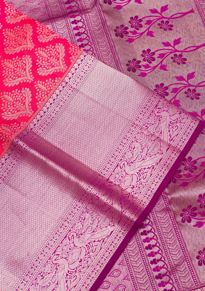 Rani Pink Zariwork Pure Silk Saree-koskii