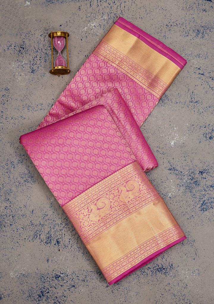 Mauve Zariwork Pure Silk Saree-Koskii