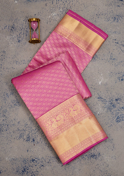 Mauve Zariwork Pure Silk Saree-Koskii
