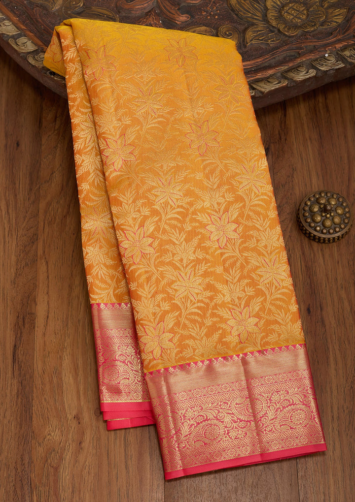Mustard Zariwork (Gold) Pure Silk Saree