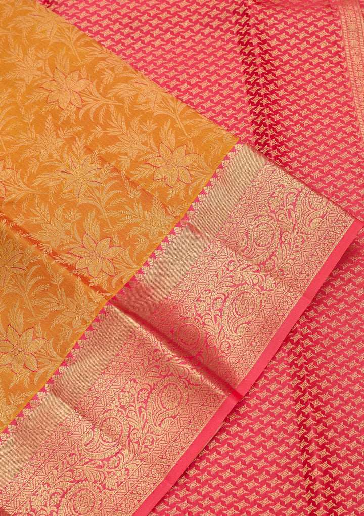 Mustard Zariwork (Gold) Pure Silk Saree