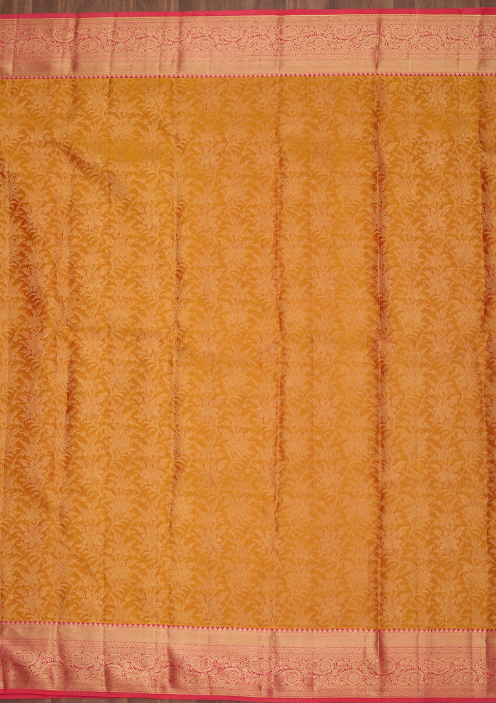 Mustard Zariwork (Gold) Pure Silk Saree