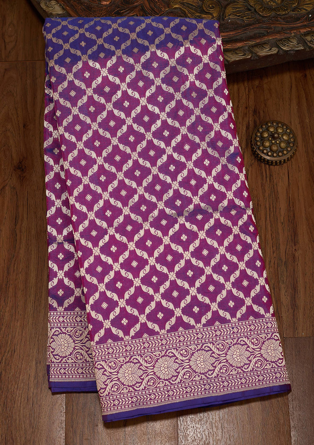 Purple Zariwork Pure Silk Saree-koskii