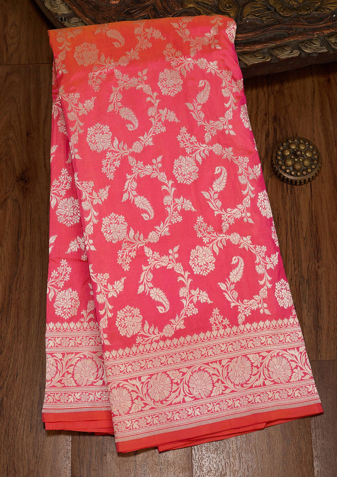 Rani Pink Zariwork Pure Silk Saree-koskii