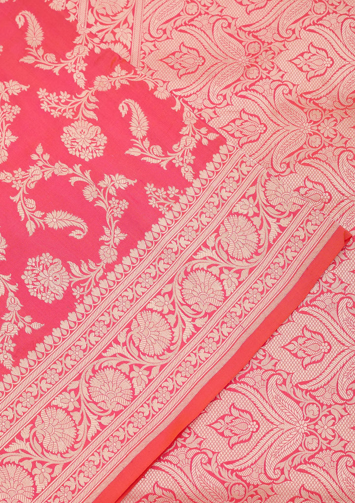 Rani Pink Zariwork Pure Silk Saree-koskii