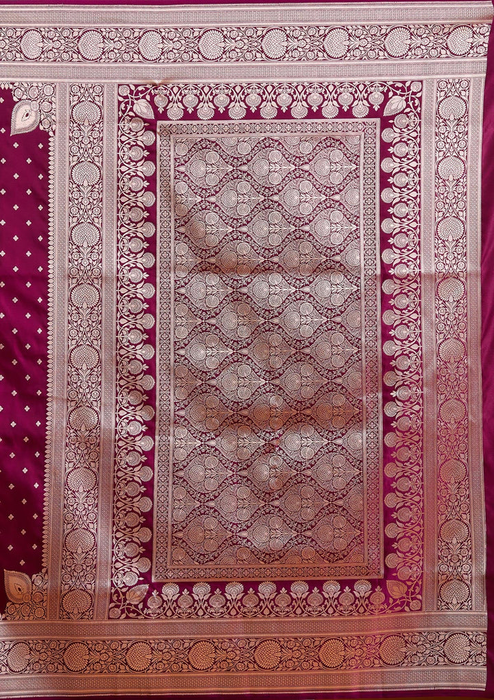 Purple Zariwork (Gold) Satin Silk Saree-Koskii