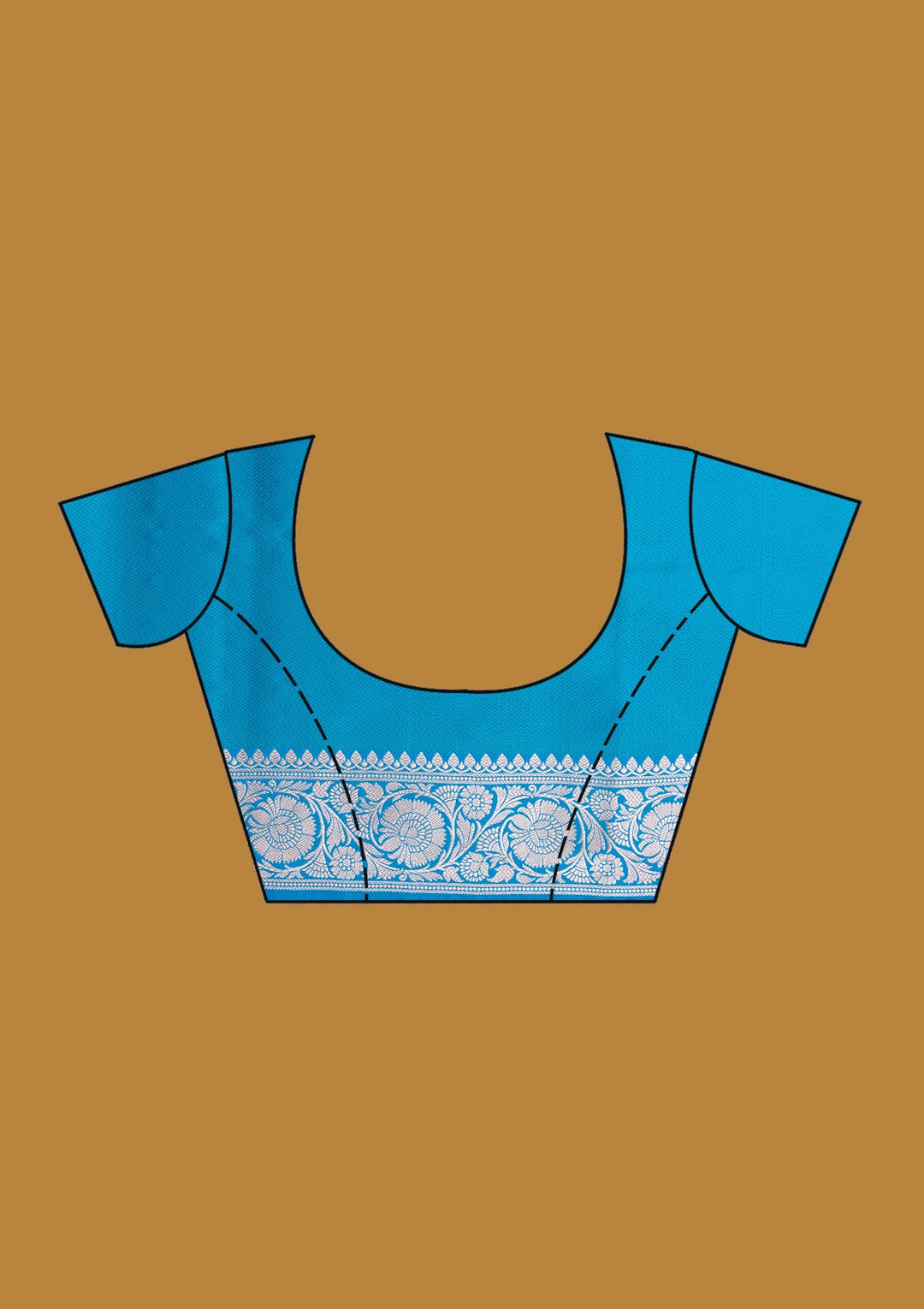 Sky Blue Zariwork (Gold) Satin Silk Saree