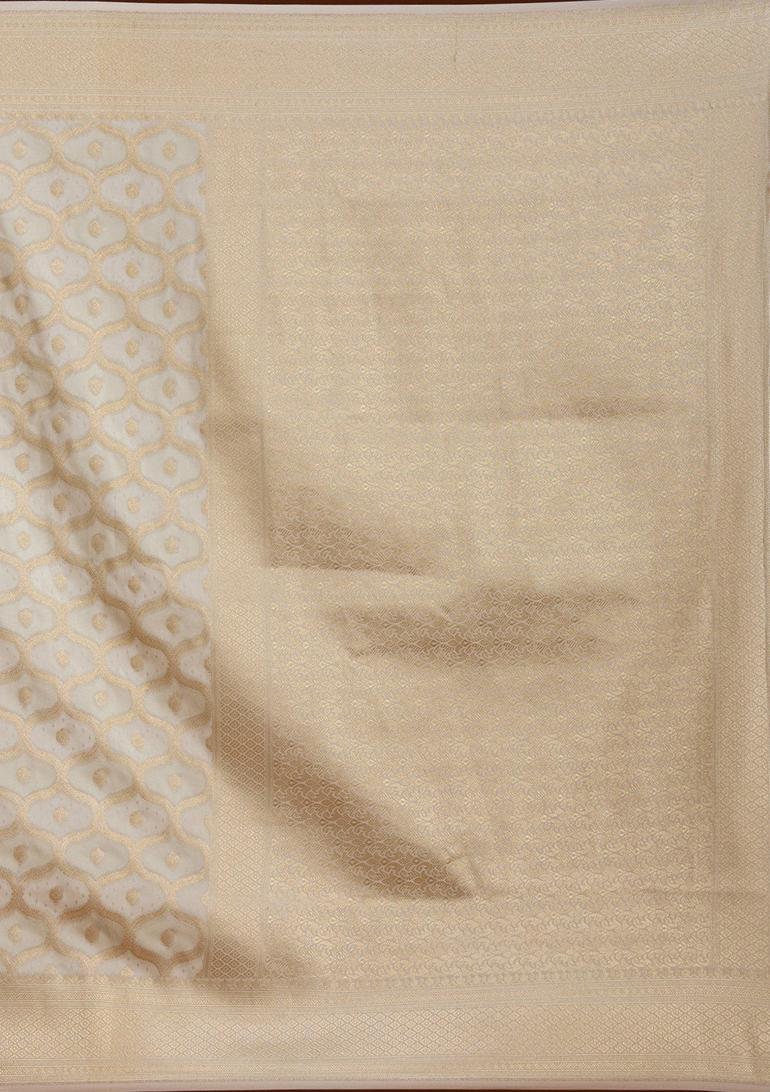 Beige Zariwork (Gold) Silk Saree-koskii