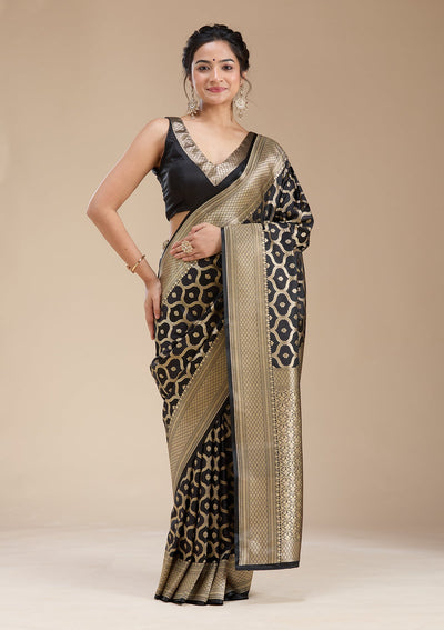 Black Zariwork (Gold) Silk Saree-koskii