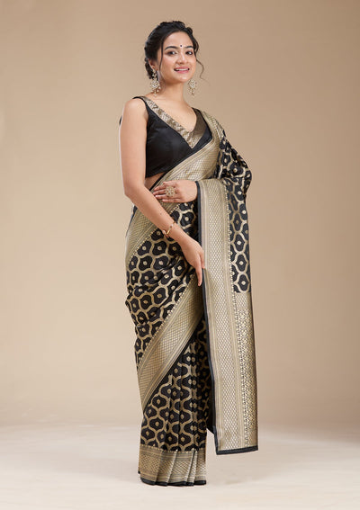 Black Zariwork (Gold) Silk Saree-koskii