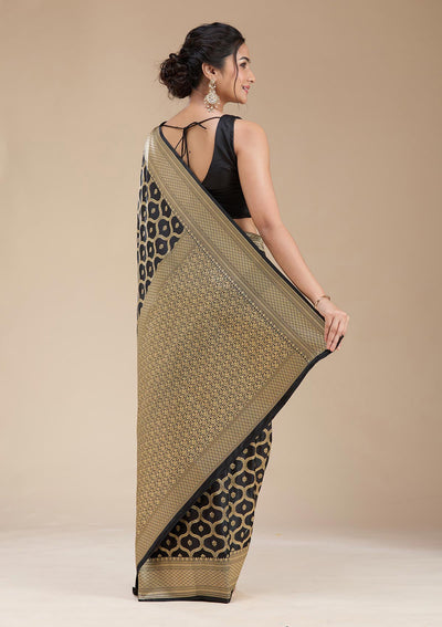 Black Zariwork (Gold) Silk Saree-koskii
