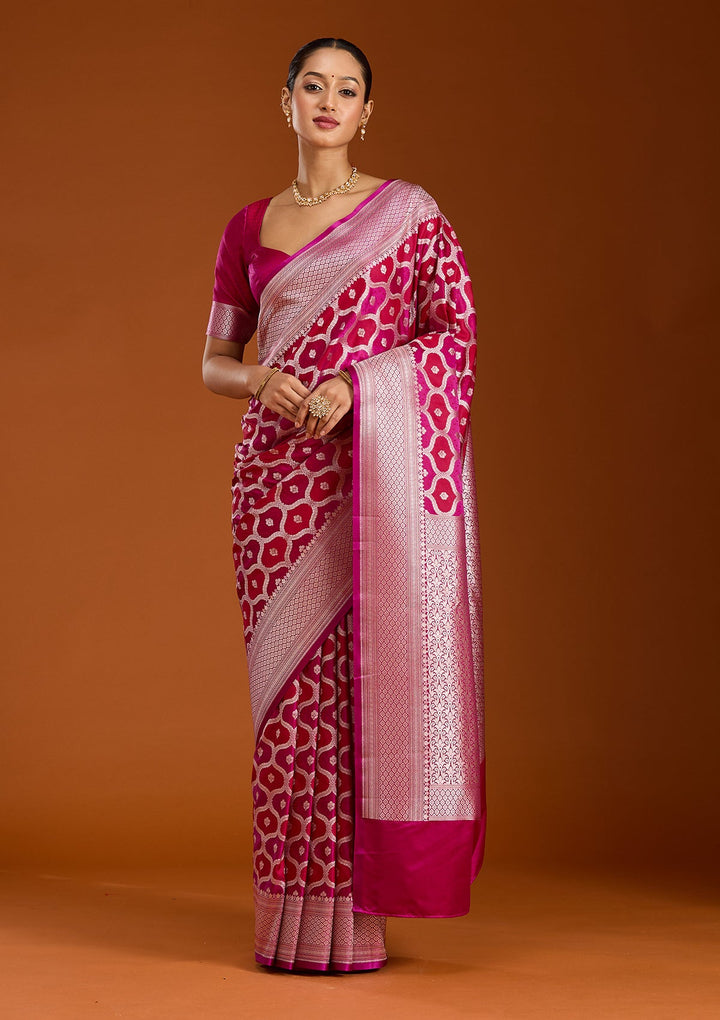 Wine Zariwork (Gold) Silk Saree-Koskii