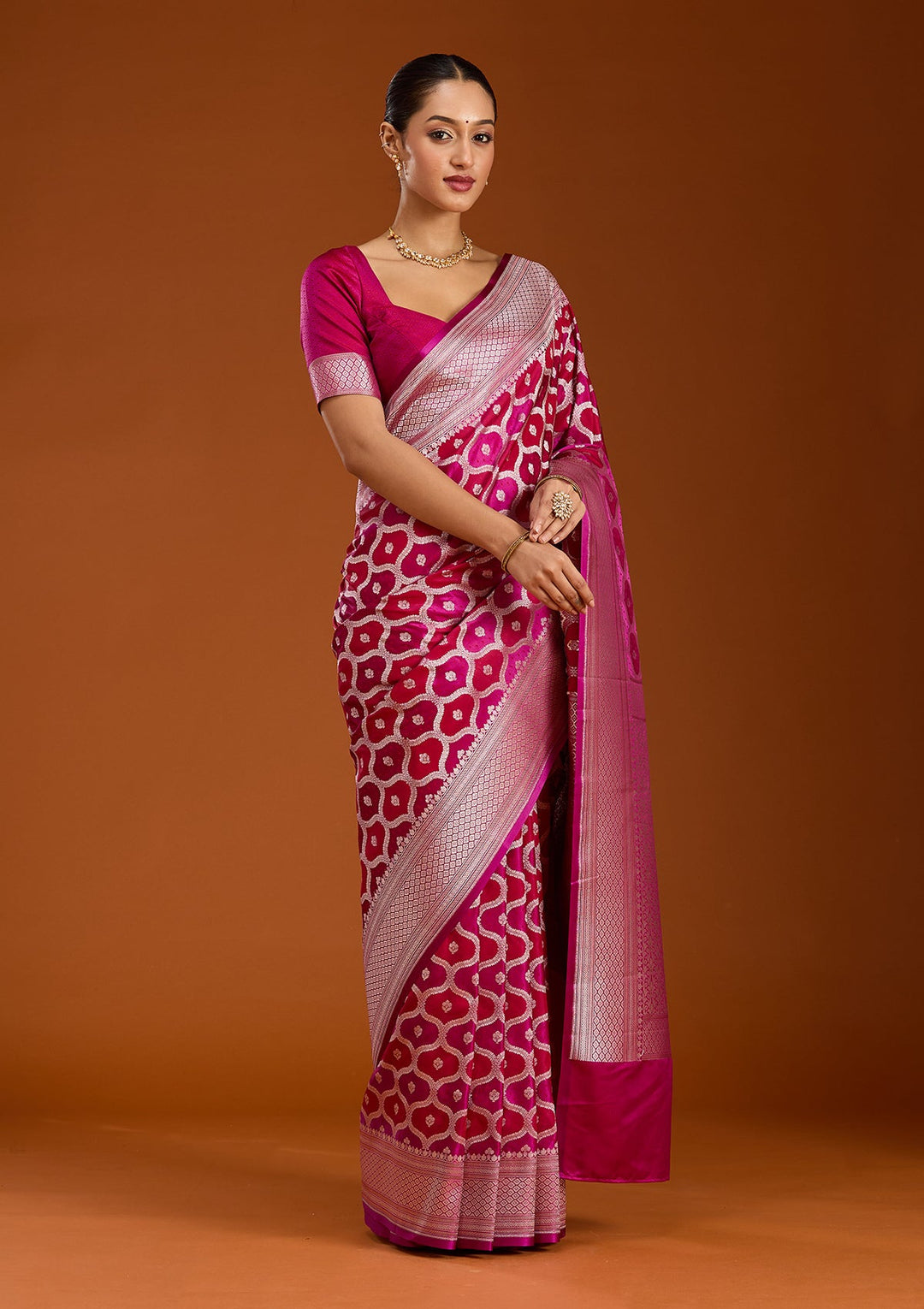 Wine Zariwork (Gold) Silk Saree-Koskii