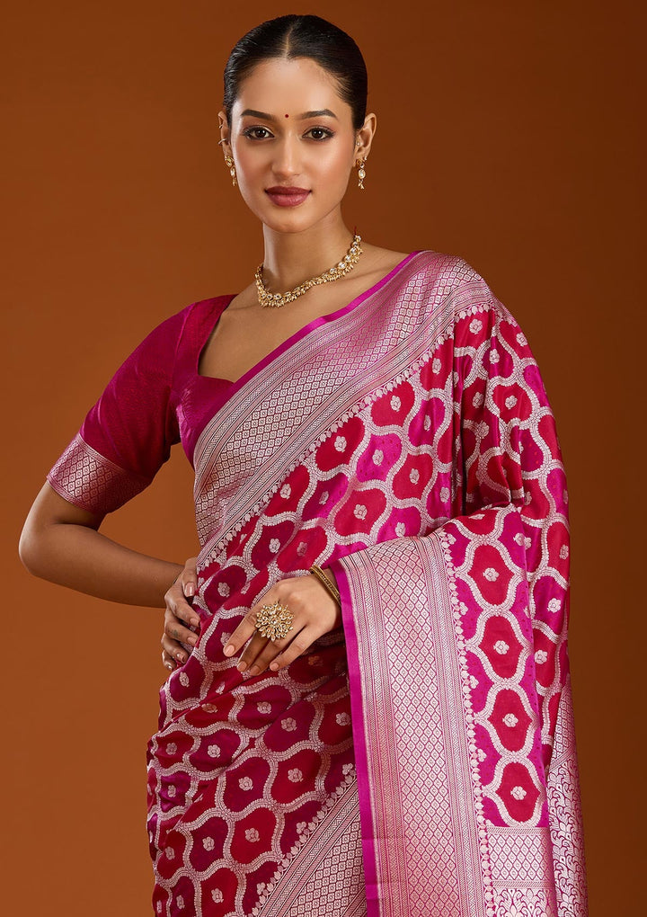 Wine Zariwork (Gold) Silk Saree-Koskii