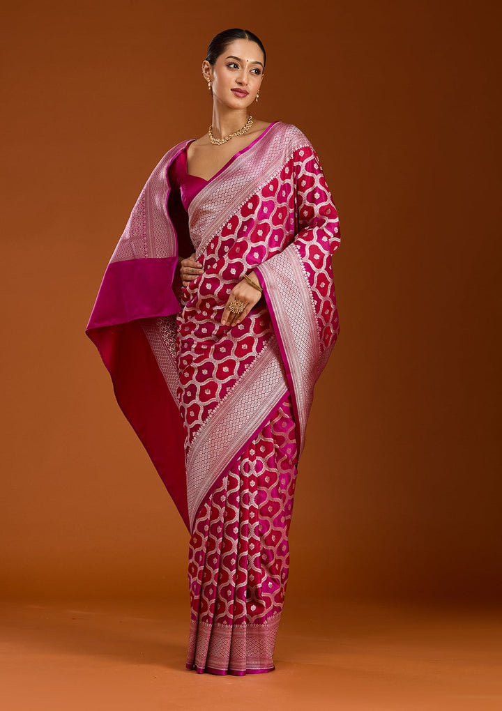 Wine Zariwork (Gold) Silk Saree-Koskii