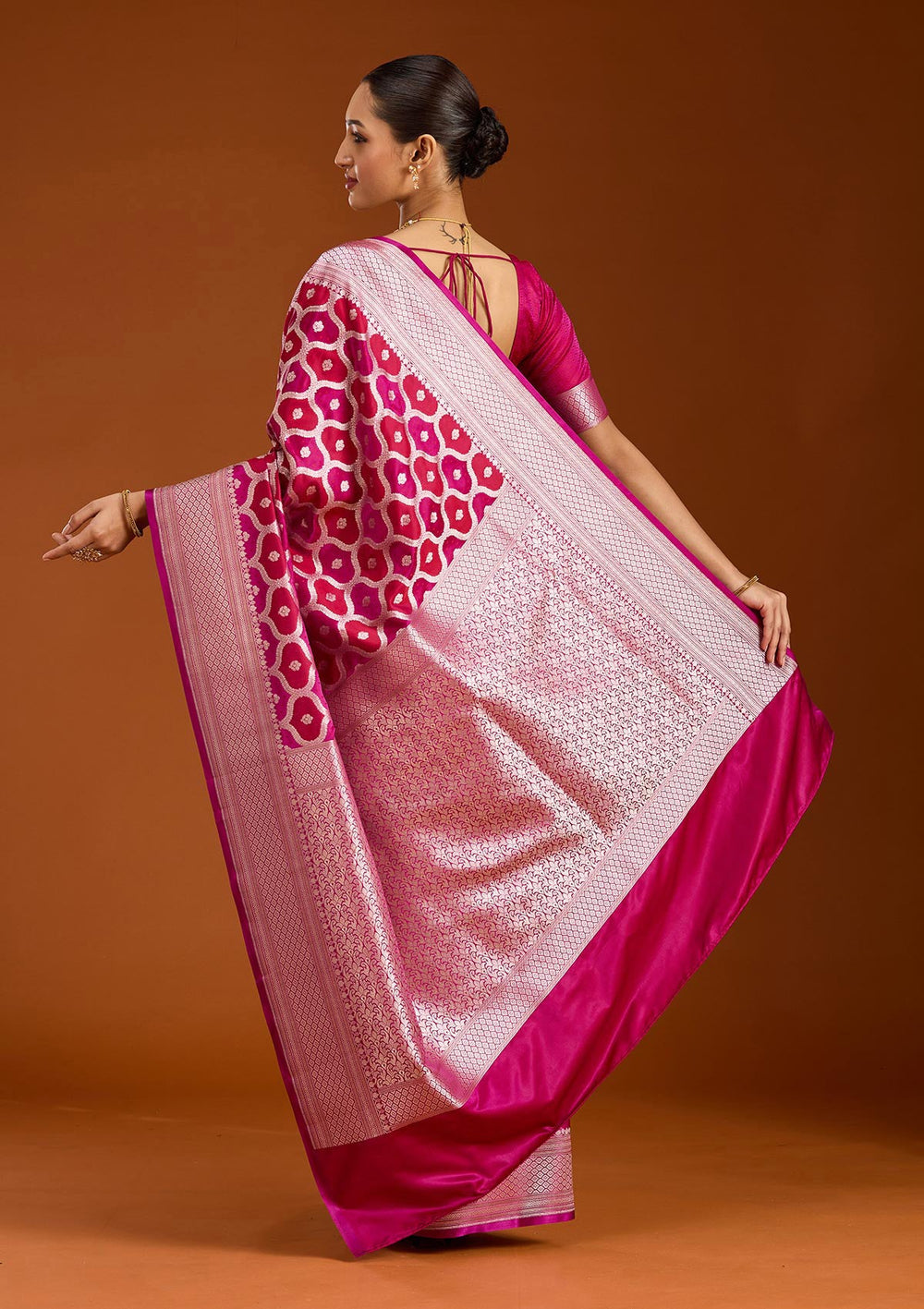 Wine Zariwork (Gold) Silk Saree-Koskii