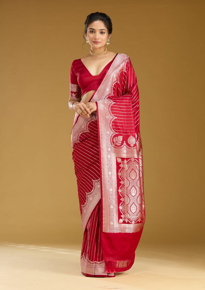 Maroon Zariwork (Gold) Silk Saree
