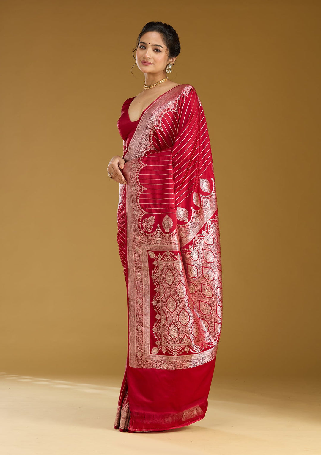Maroon Zariwork (Gold) Silk Saree