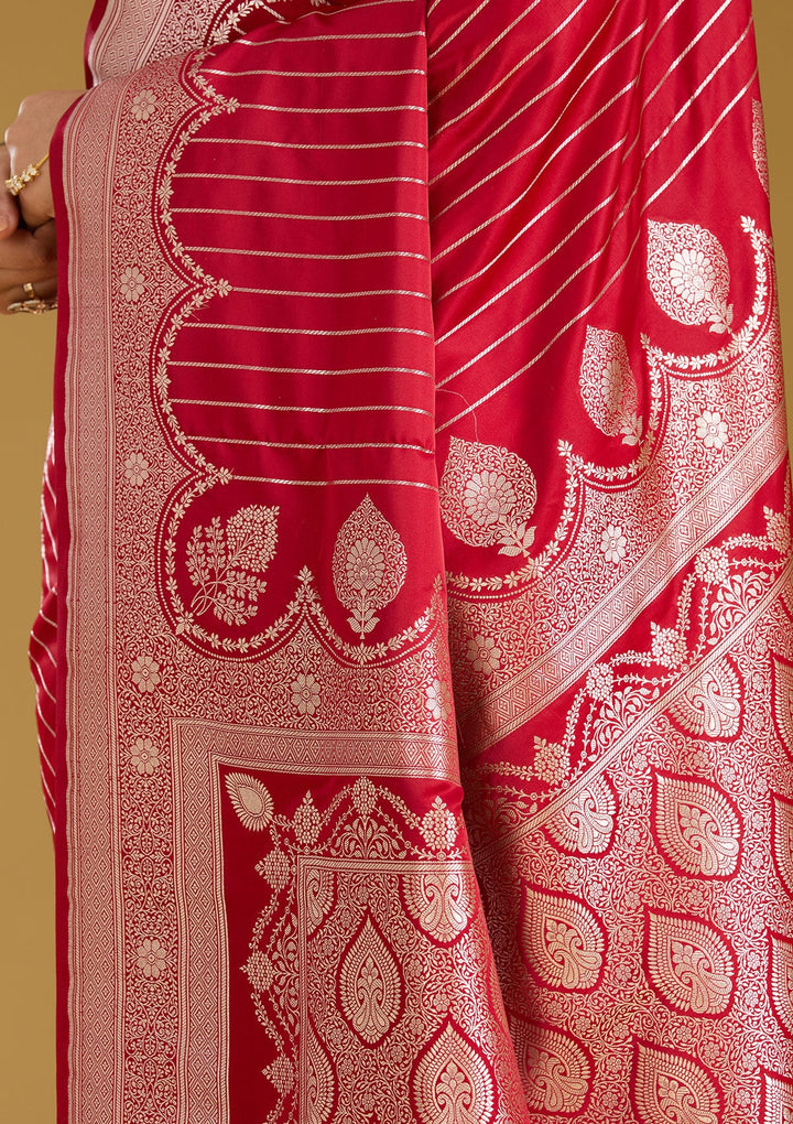 Maroon Zariwork (Gold) Silk Saree