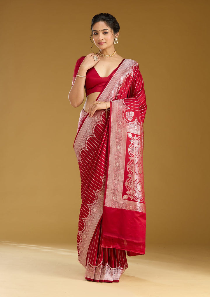 Maroon Zariwork (Gold) Silk Saree