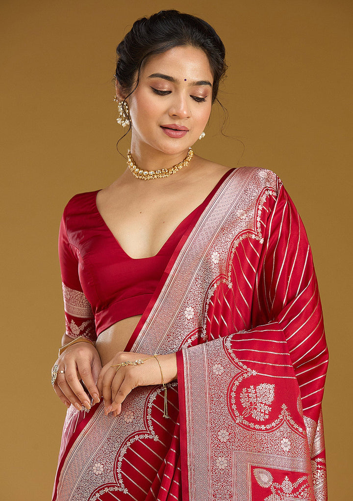 Maroon Zariwork (Gold) Silk Saree
