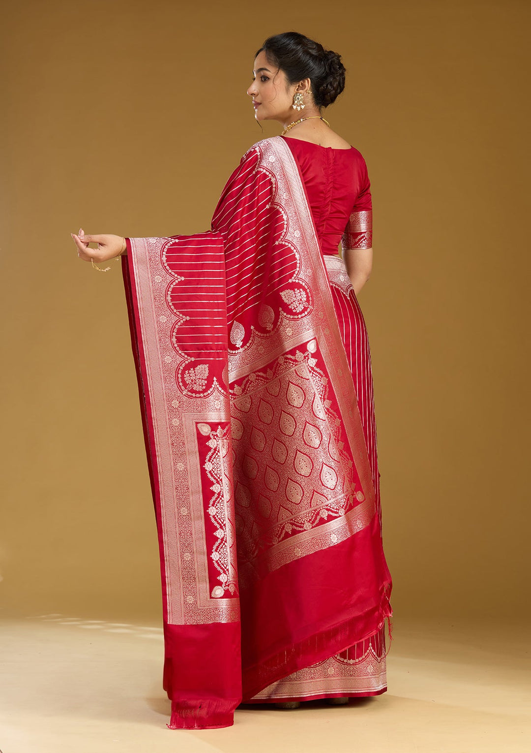 Maroon Zariwork (Gold) Silk Saree
