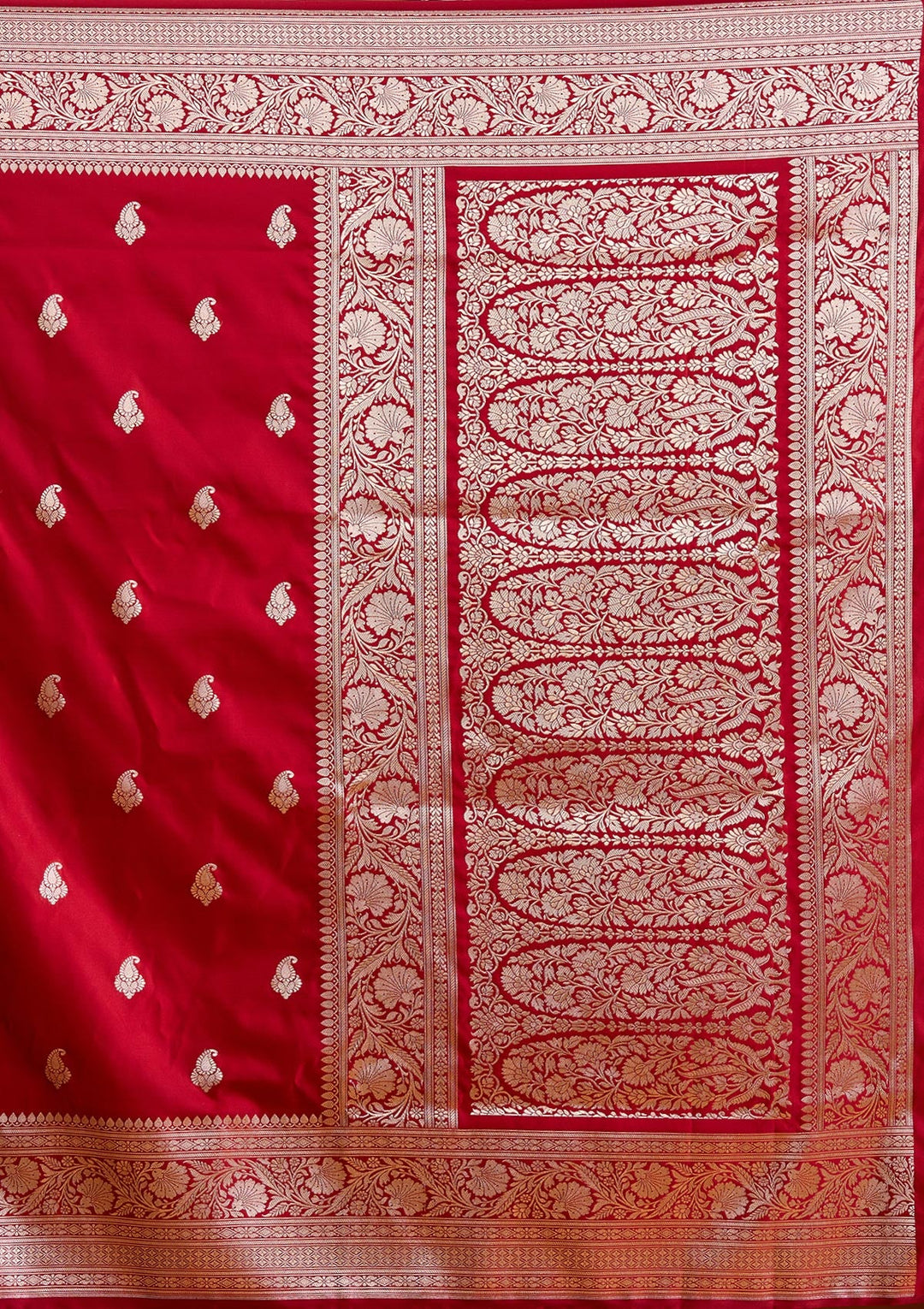 Maroon Zariwork (Gold) Satin Silk Saree-Koskii