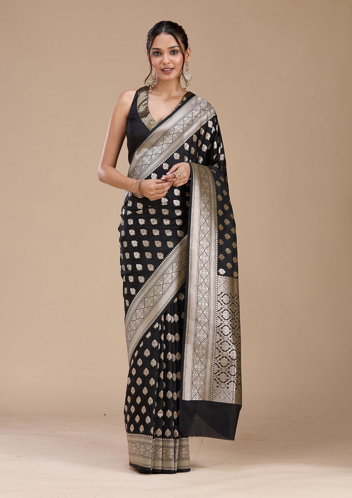 Black Zariwork (Gold) Silk Saree_koskii