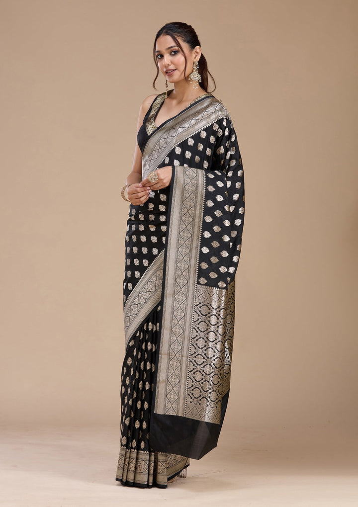 Black Zariwork (Gold) Silk Saree_koskii