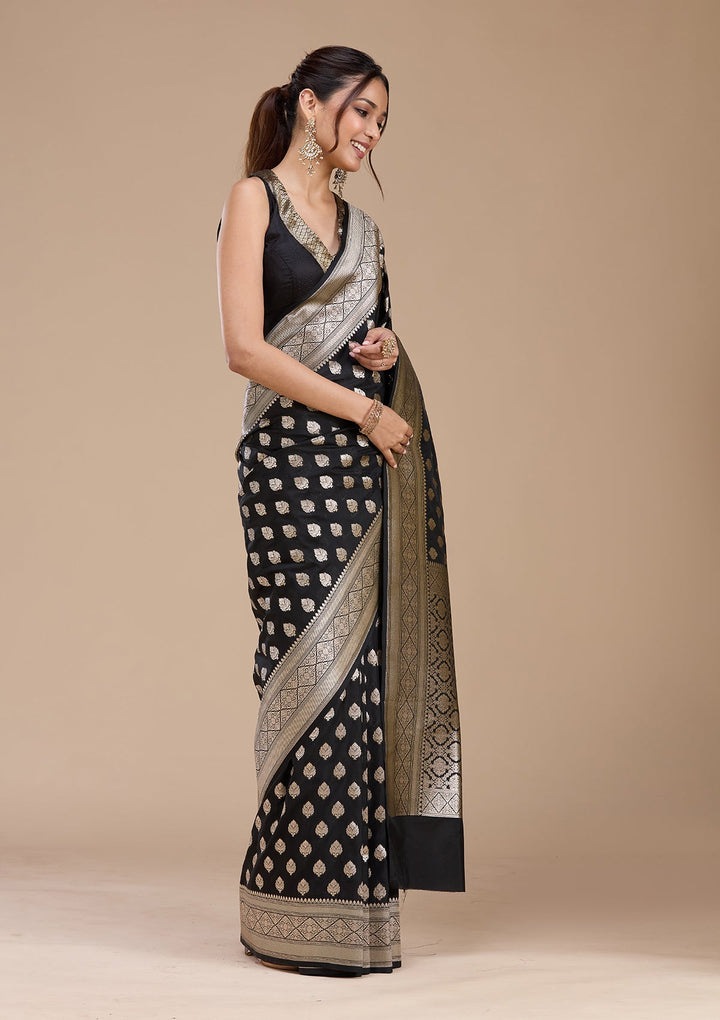 Black Zariwork (Gold) Silk Saree_koskii