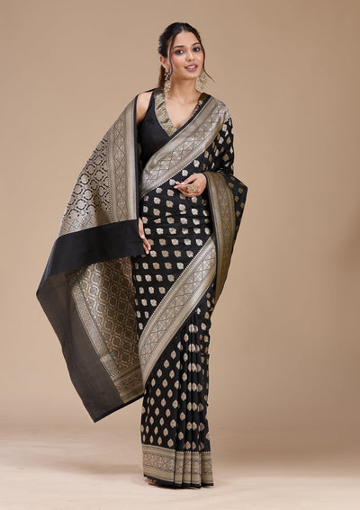 Black Zariwork (Gold) Silk Saree-koskii