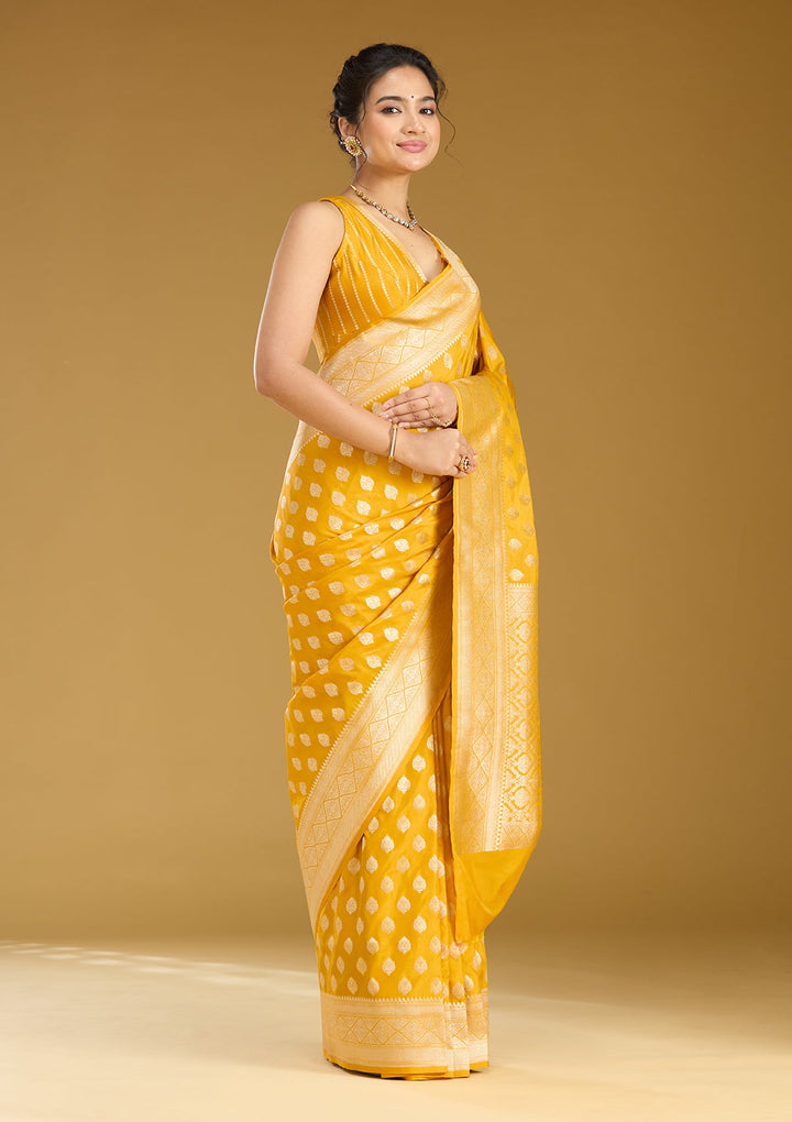 Mustard Zariwork (Gold) Silk Saree