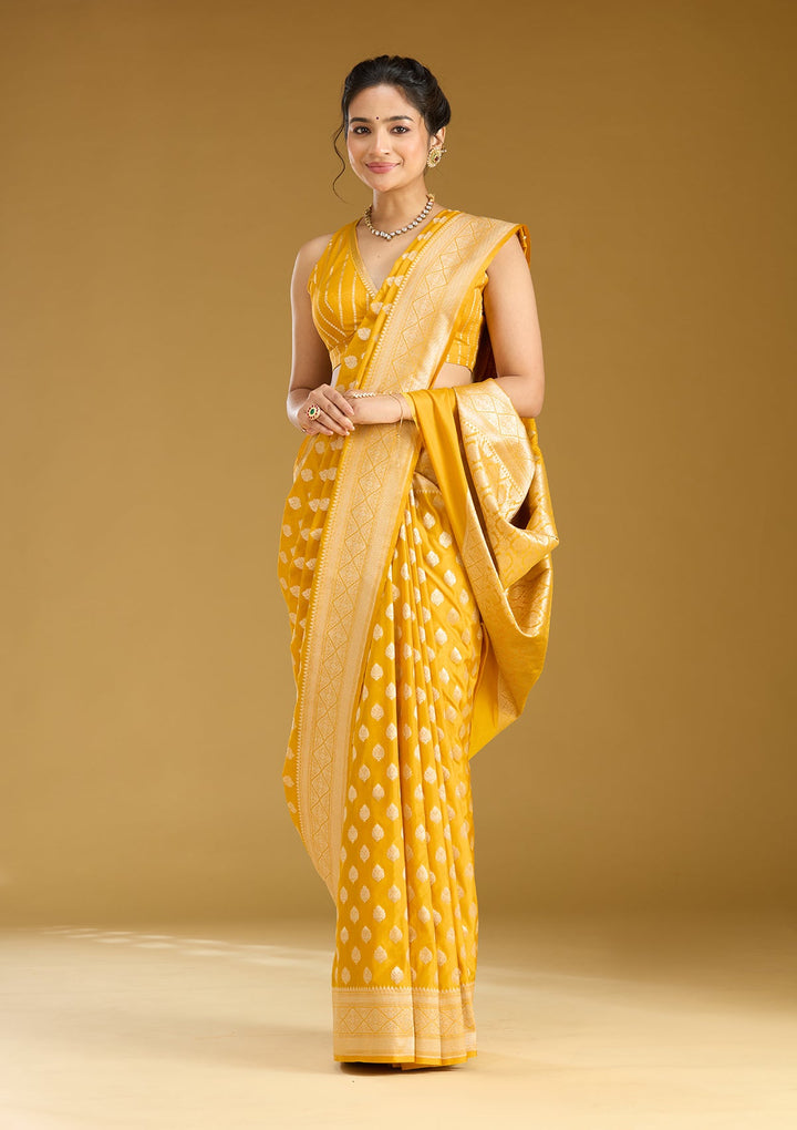 Mustard Zariwork (Gold) Silk Saree