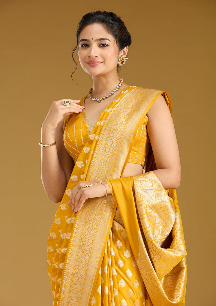 Mustard Zariwork (Gold) Silk Saree