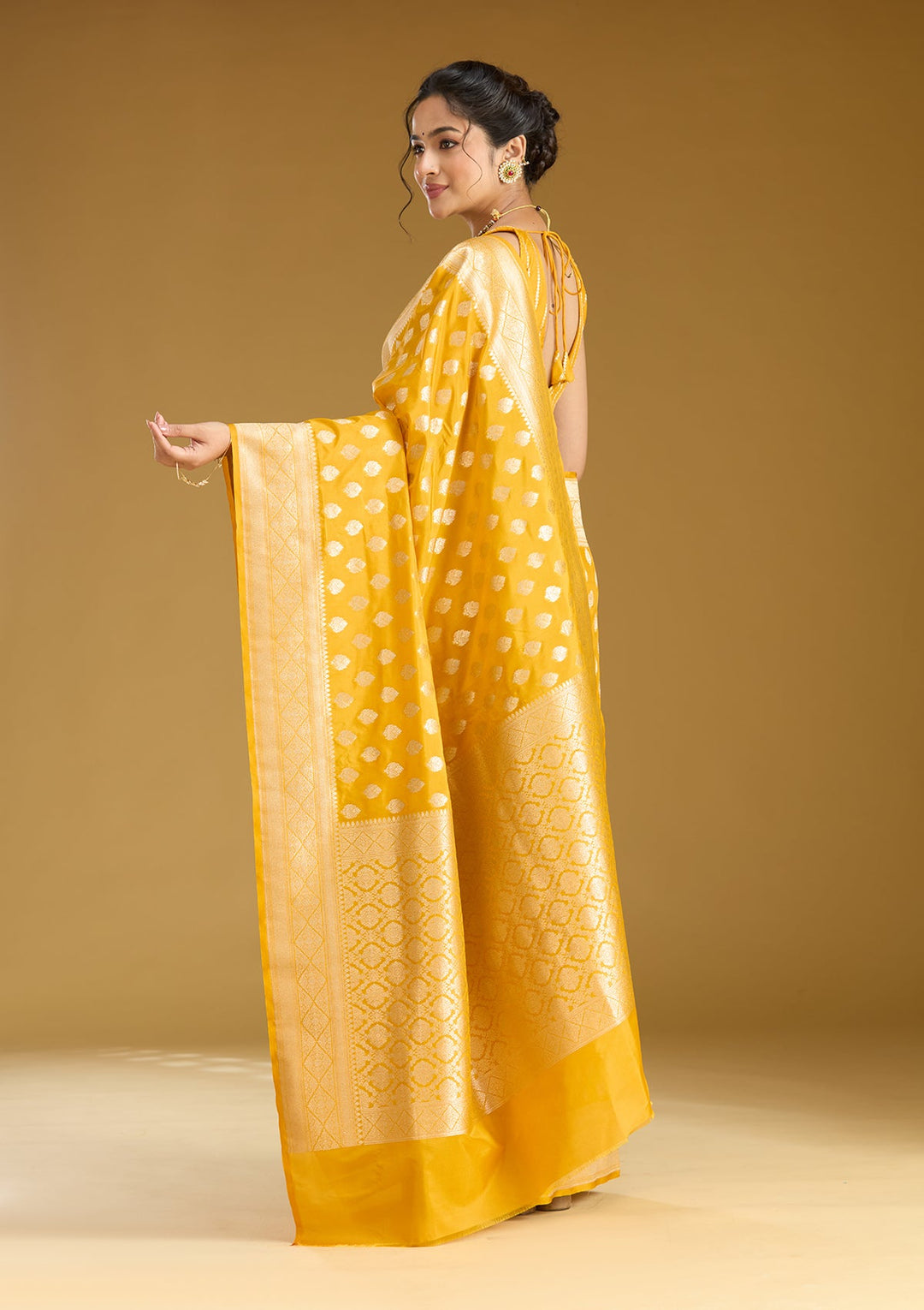 Mustard Zariwork (Gold) Silk Saree