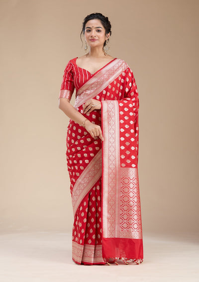 Red Zariwork (Gold) Silk Saree-koskii